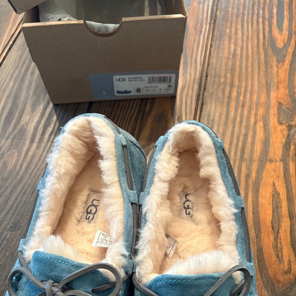 UGG Ansley Shearling  Moccasin Shoes Blue Teal 6 EC - Picture 2 of 6